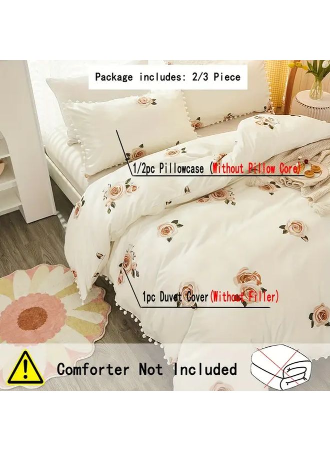 Polychrome Floral Pompom Duvet Cover Set 102 36 x 86 61 Inches with 2 Pillowcases - Image 2